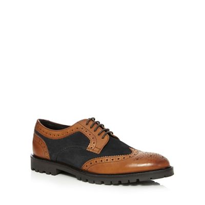 Brown 'Conflict' leather suede brogues